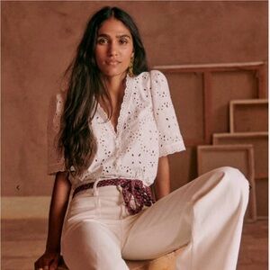 Sezane Inaya Shirt Écru. - Size 12